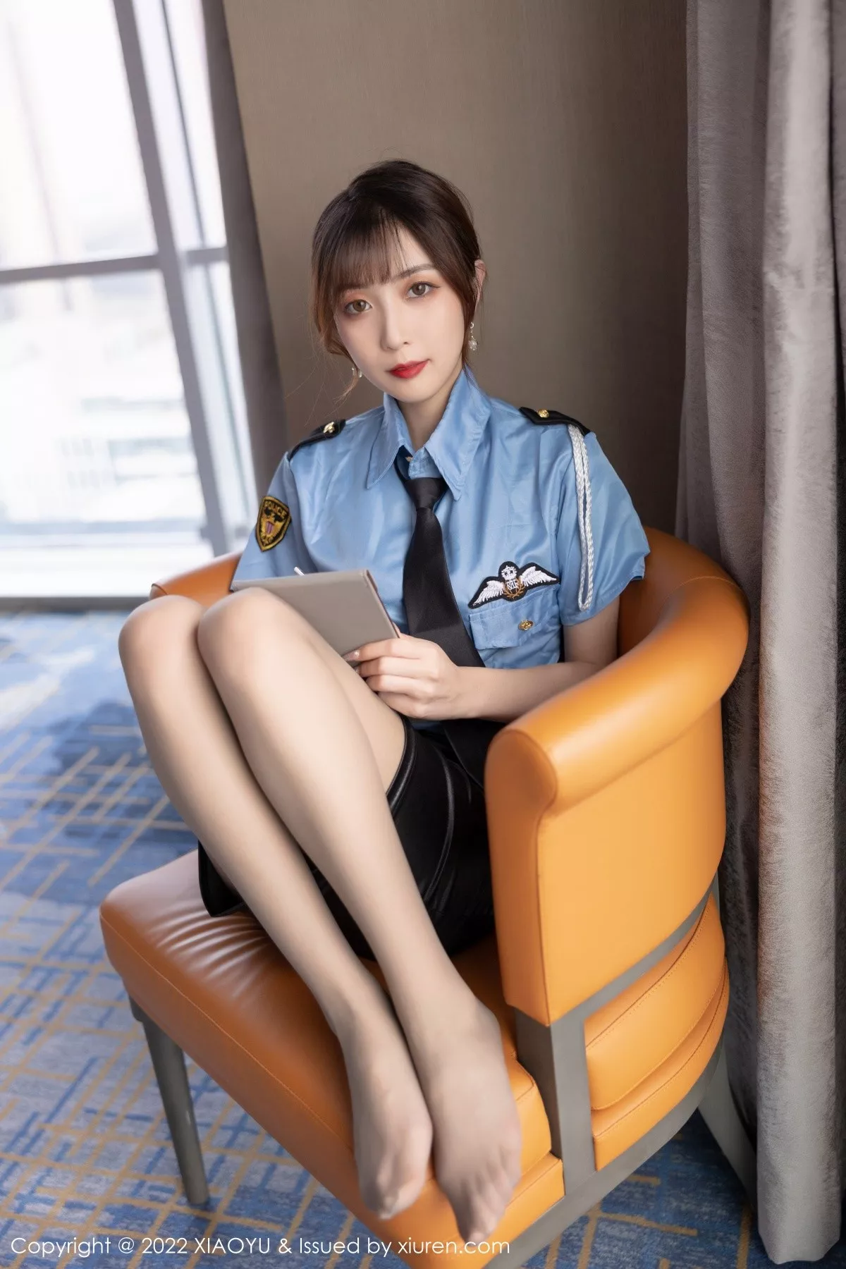 秀人集.com_[XiaoYu画语界]Vol.778_模特林星阑女警制服半脱露性感黑色蕾丝内衣配超薄肉丝诱惑写真73P